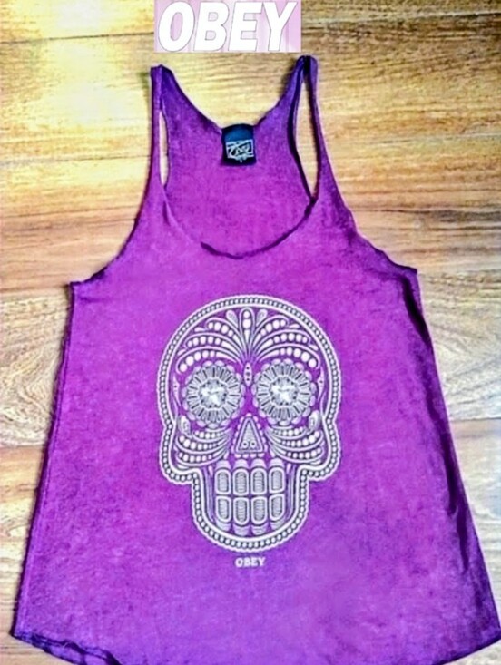 Obey Tops - OBEY Wine Skull Tank Top